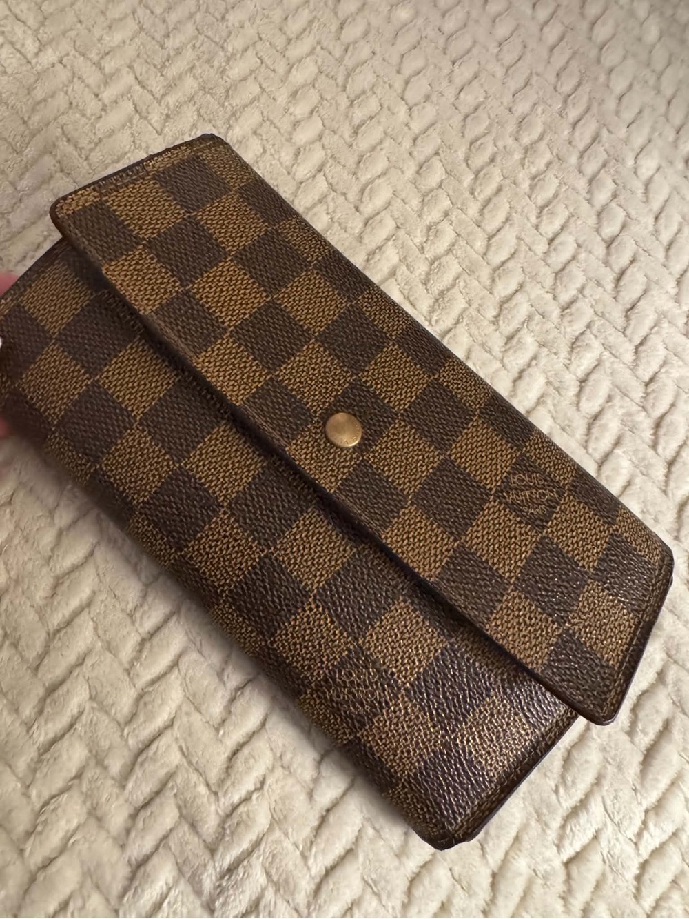 Brown Checkered Long Women's Wallet - Picture 14 of 14